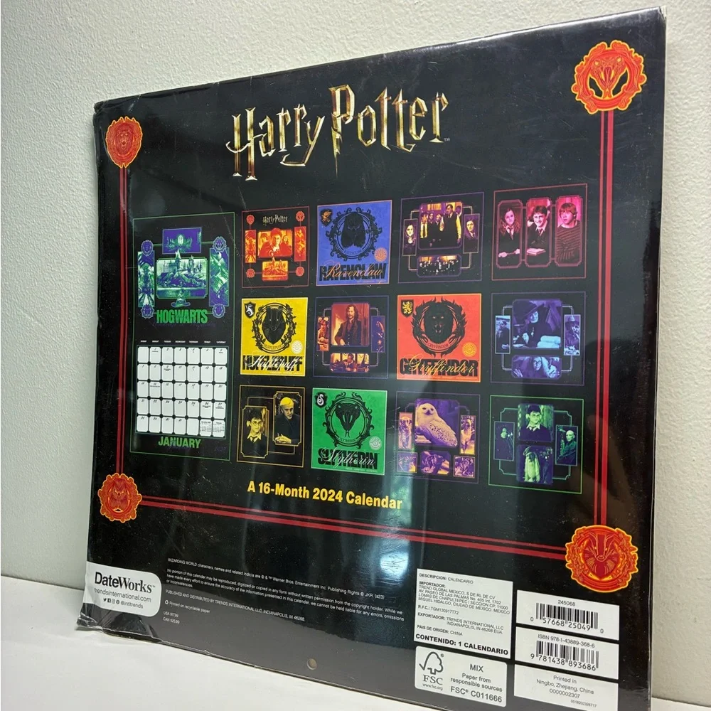DateWorks Harry Potter 16 Month 2024 Calendar Hogwarts Hufflepuff Gryffindor